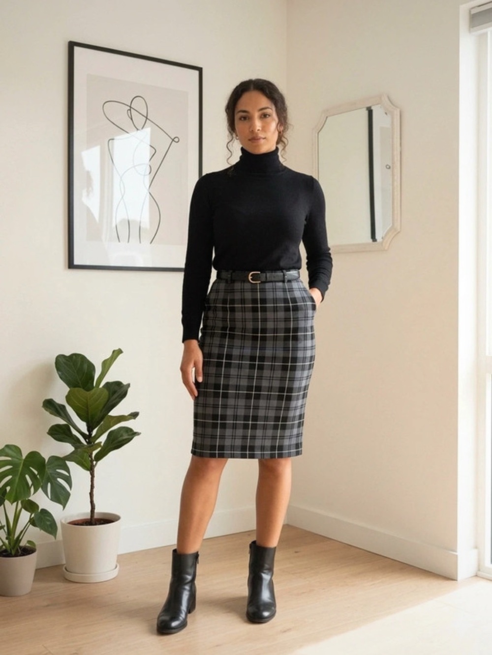 NWT Torrid Grey Plaid Ponte Pencil Skirt Size 1 14 16 Workwear